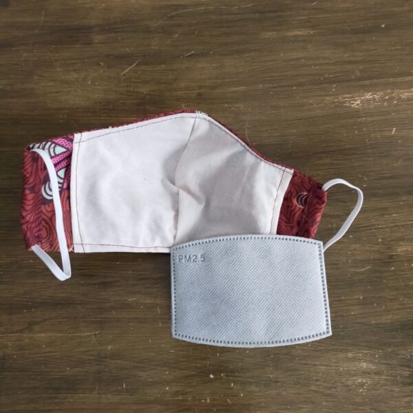 M/L 3 Ply Reusable Cotton Face Mask Brown Floral incl Filter Pocket + 1 Disposable Carbon Filter - Image 7