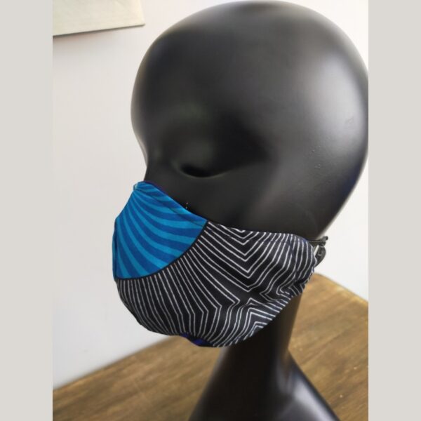 M/L 3 Ply Reusable Cotton Face Mask Blue/Black incl Filter Pocket + 1 Disposable Carbon Filter - Image 7