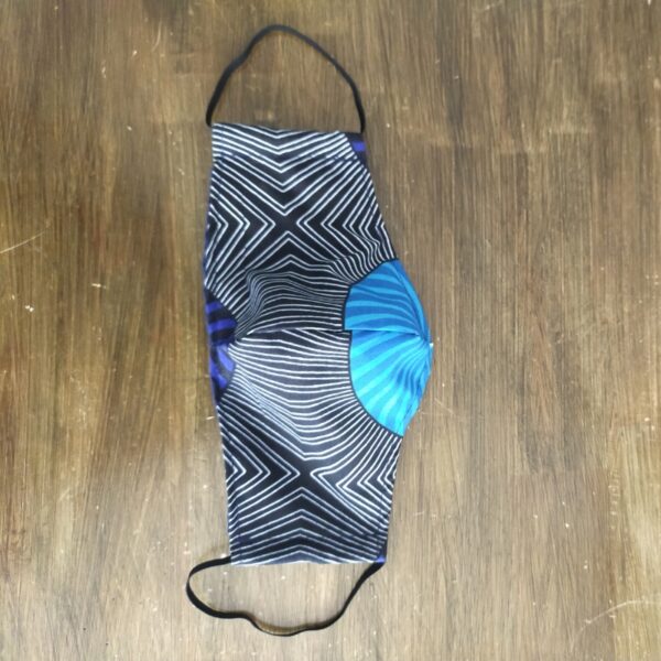 M/L 3 Ply Reusable Cotton Face Mask Blue/Black incl Filter Pocket + 1 Disposable Carbon Filter - Image 3