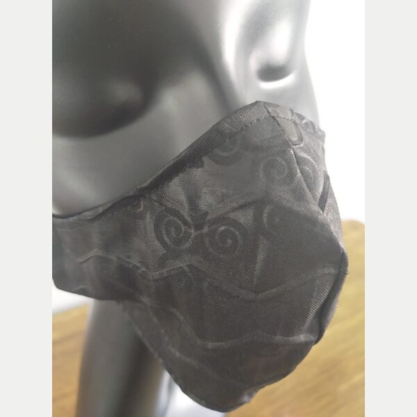 M/L 3 Ply Reusable Cotton Face Mask Black Embossed incl Filter Pocket + 1 Disposable Carbon Filter - Image 5