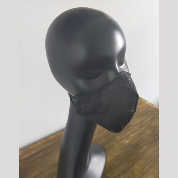 M/L 3 Ply Reusable Cotton Face Mask Black Embossed incl Filter Pocket + 1 Disposable Carbon Filter - Image 4