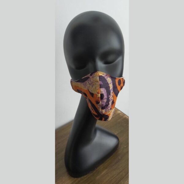 M/L 3 Ply Reusable Cotton Face Mask Orange Tie Dye incl Filter Pocket + 1 Disposable Carbon Filter